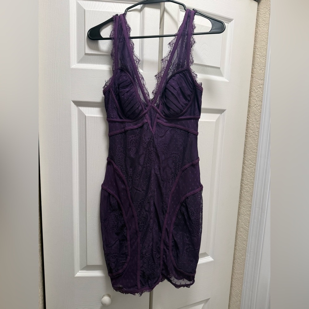 Bebe Deep Purple Lace dress